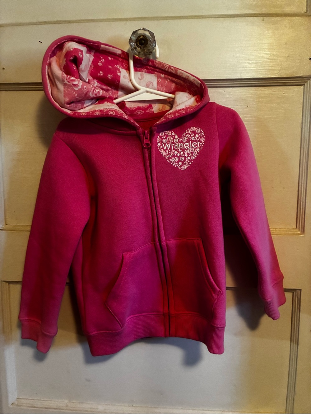 Wrangler Girls Bright Pink Heart Zip Hoodie
